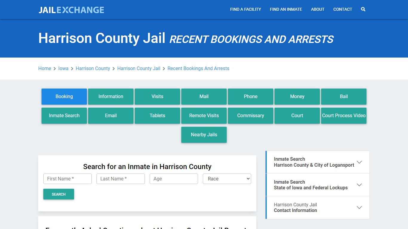 Harrison County Jail IA Recent Arrests and Bookings - Jail Exchange